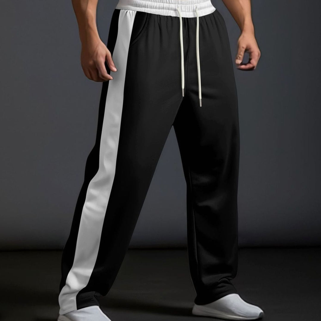 Men's Color-Block Drawstring Sweat Pants Straight Leg