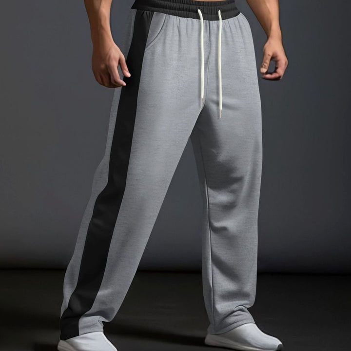 Men's Color-Block Drawstring Sweat Pants Straight Leg - Gray
