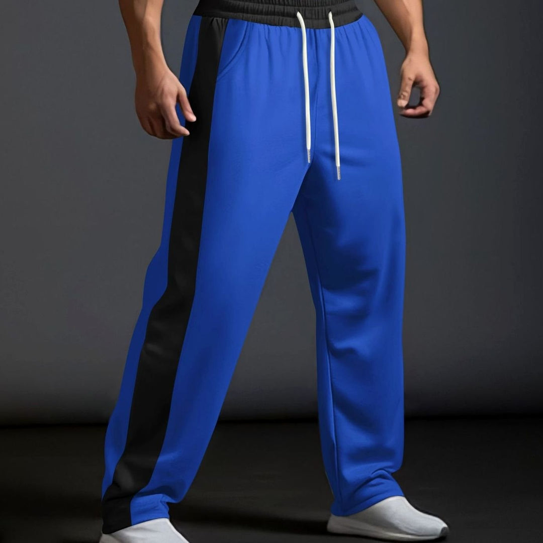Men's Color-Block Drawstring Sweat Pants Straight Leg - Blue