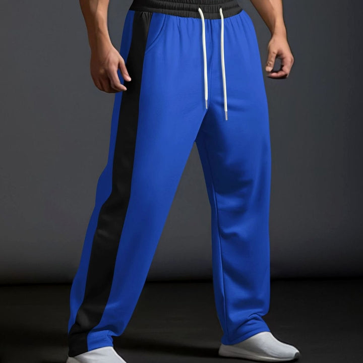 Men's Color-Block Drawstring Sweat Pants Straight Leg - Blue