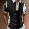 Nathan | Men's Color-Block Quarter-Zip Short-Sleeve Polo Shirt