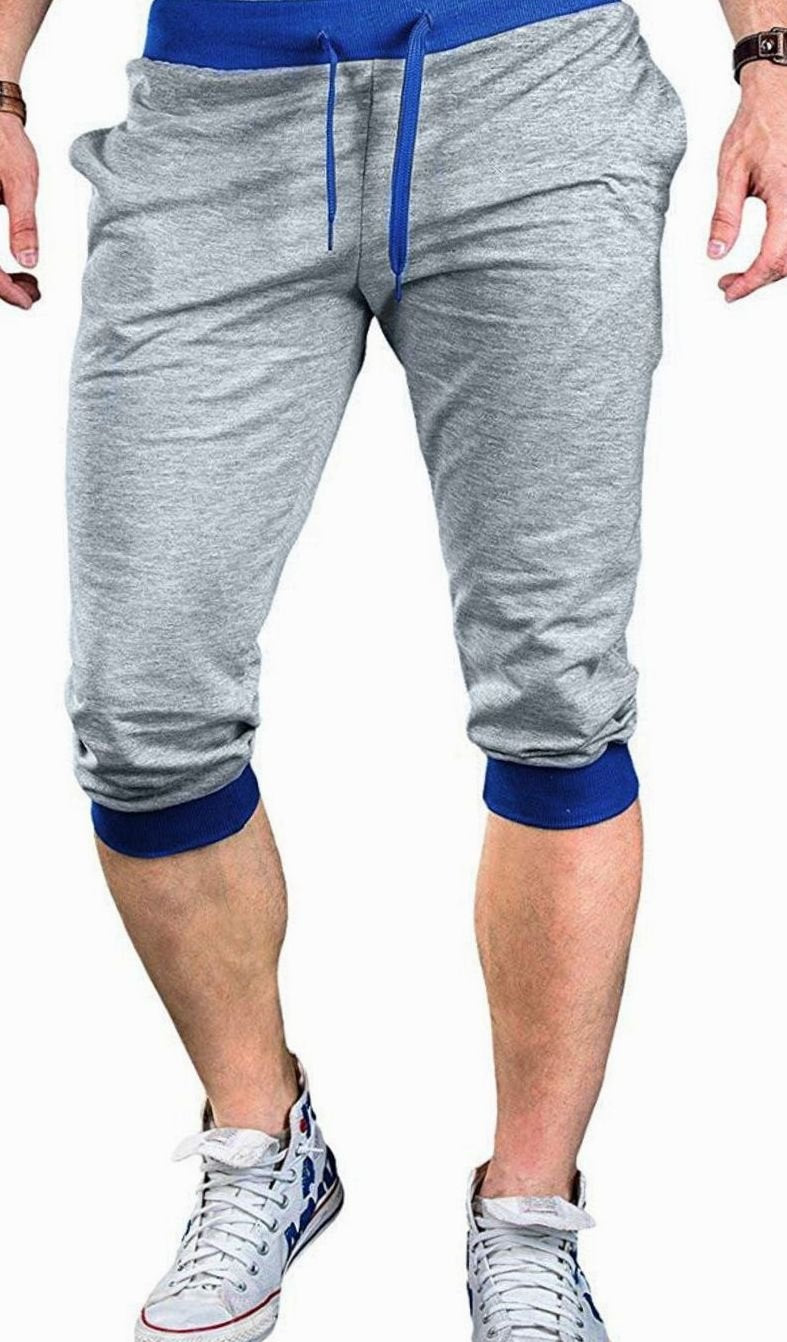 Men's Colorblock Drawstring Capri Sweat Pants - Gray