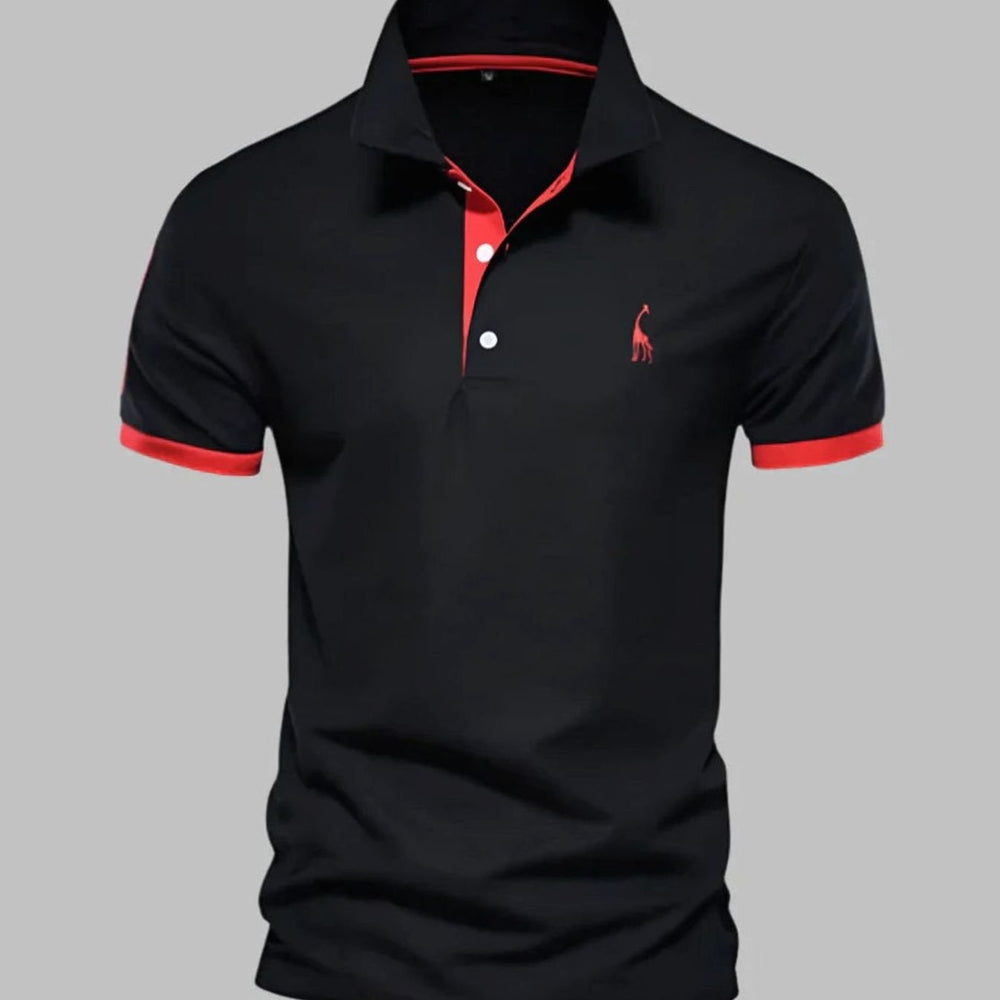 Men's Contrast-Trim Short-Sleeve Cotton Blend Polo Shirt - Black