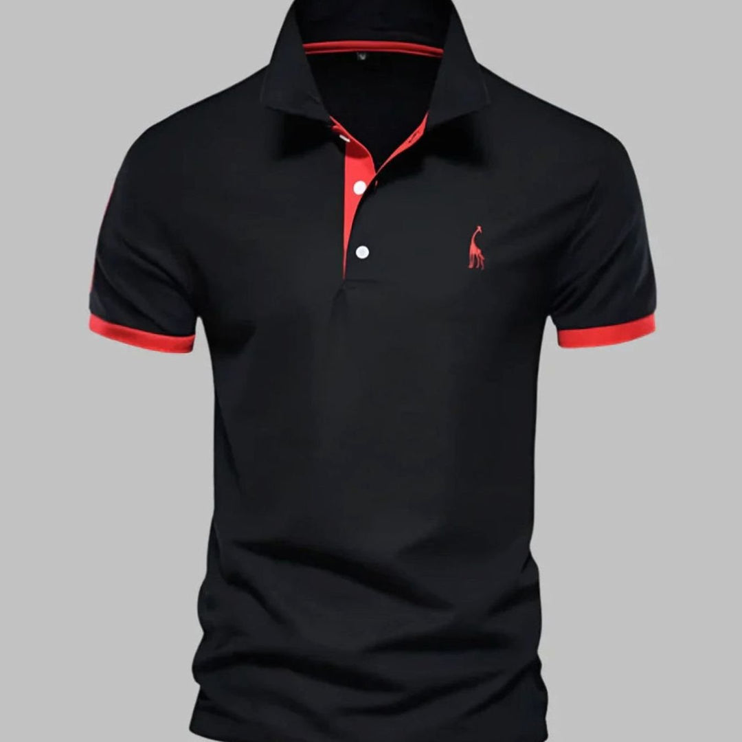 Men's Contrast-Trim Short-Sleeve Cotton Blend Polo Shirt - Black