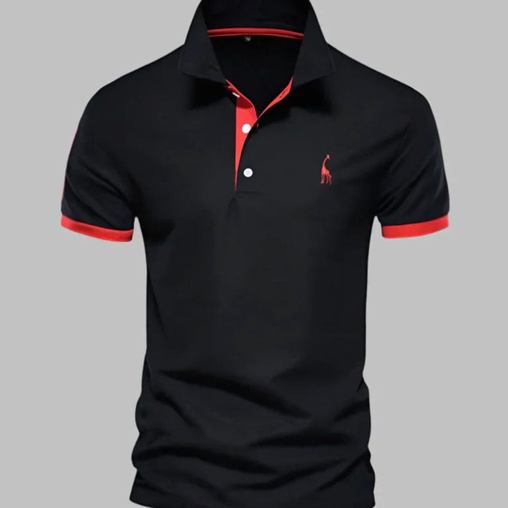 Men's Contrast-Trim Short-Sleeve Cotton Blend Polo Shirt - Black