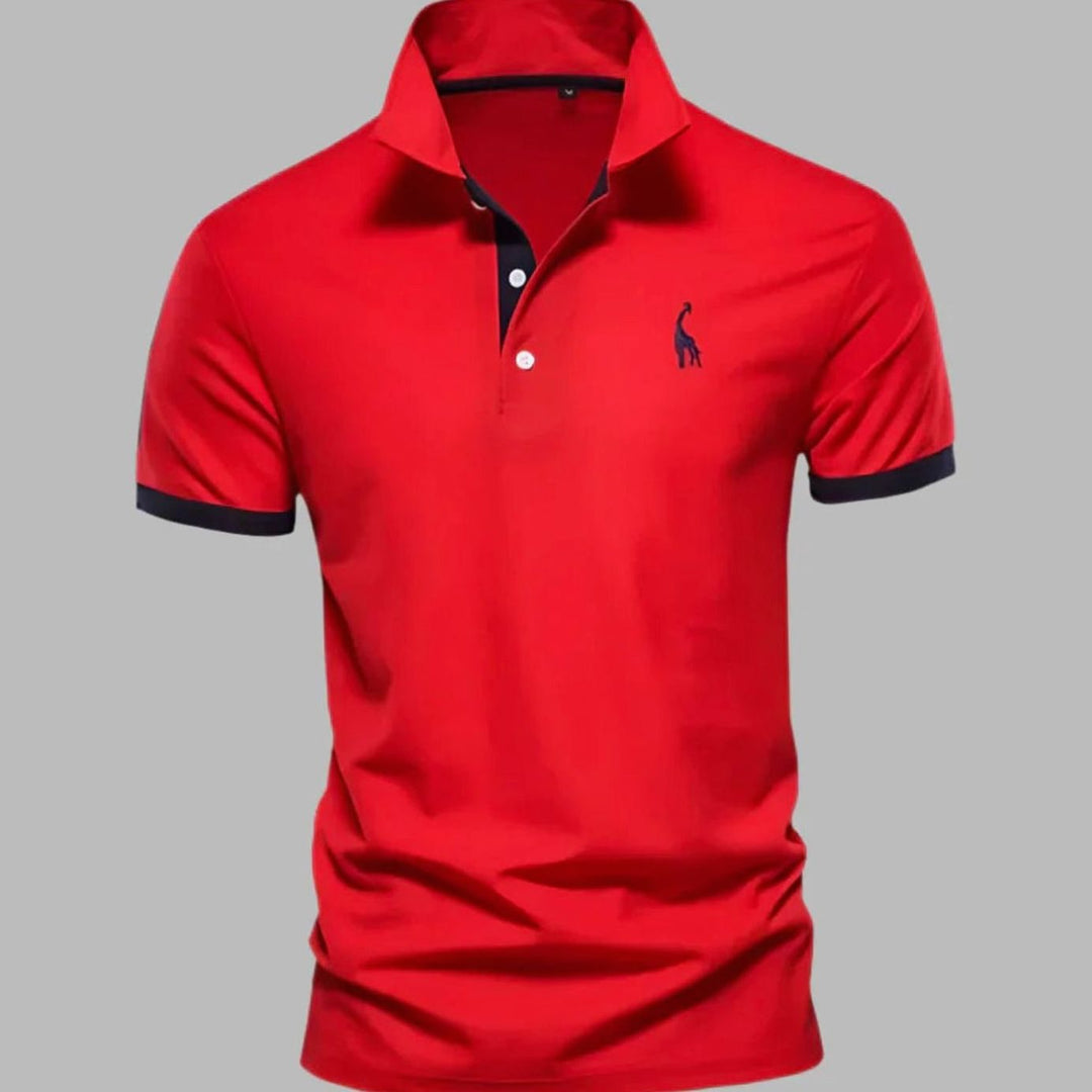 Men's Contrast-Trim Short-Sleeve Cotton Blend Polo Shirt - Red
