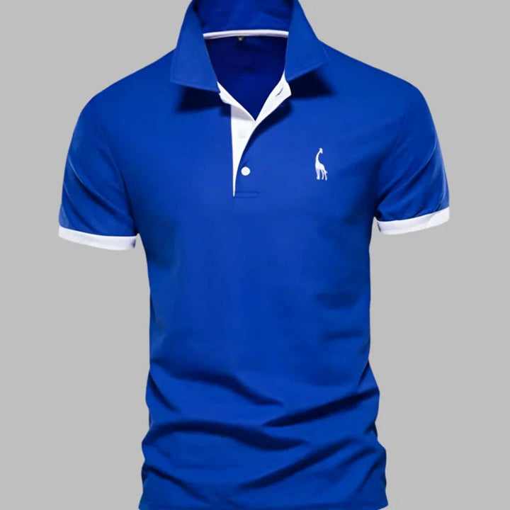 Men's Contrast-Trim Short-Sleeve Cotton Blend Polo Shirt - Blue