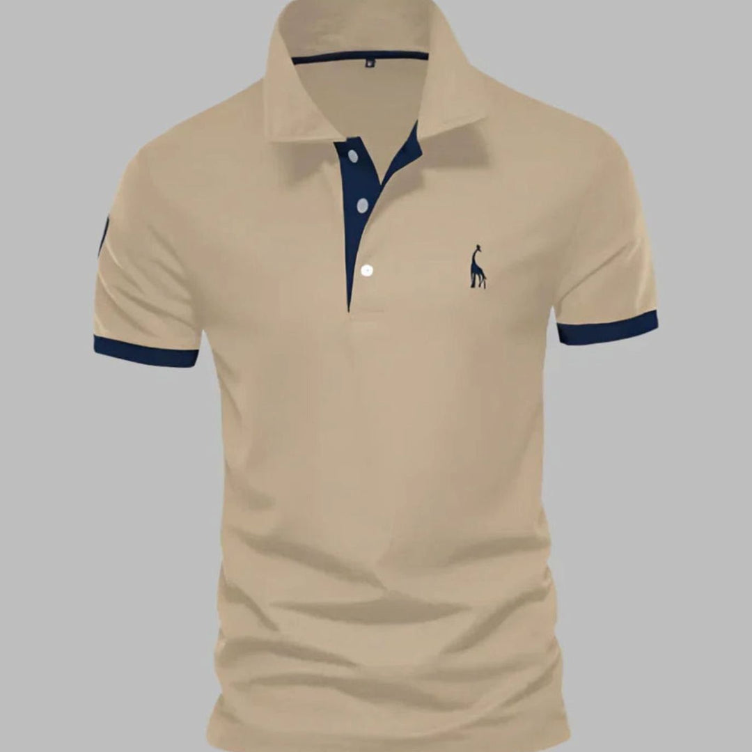 Men's Contrast-Trim Short-Sleeve Cotton Blend Polo Shirt - Khaki
