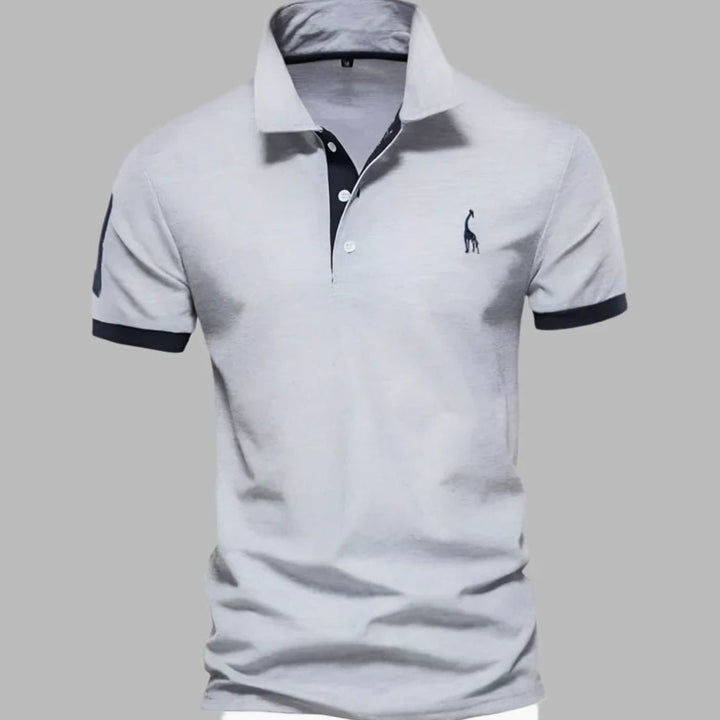 Men's Contrast-Trim Short-Sleeve Cotton Blend Polo Shirt - Gray