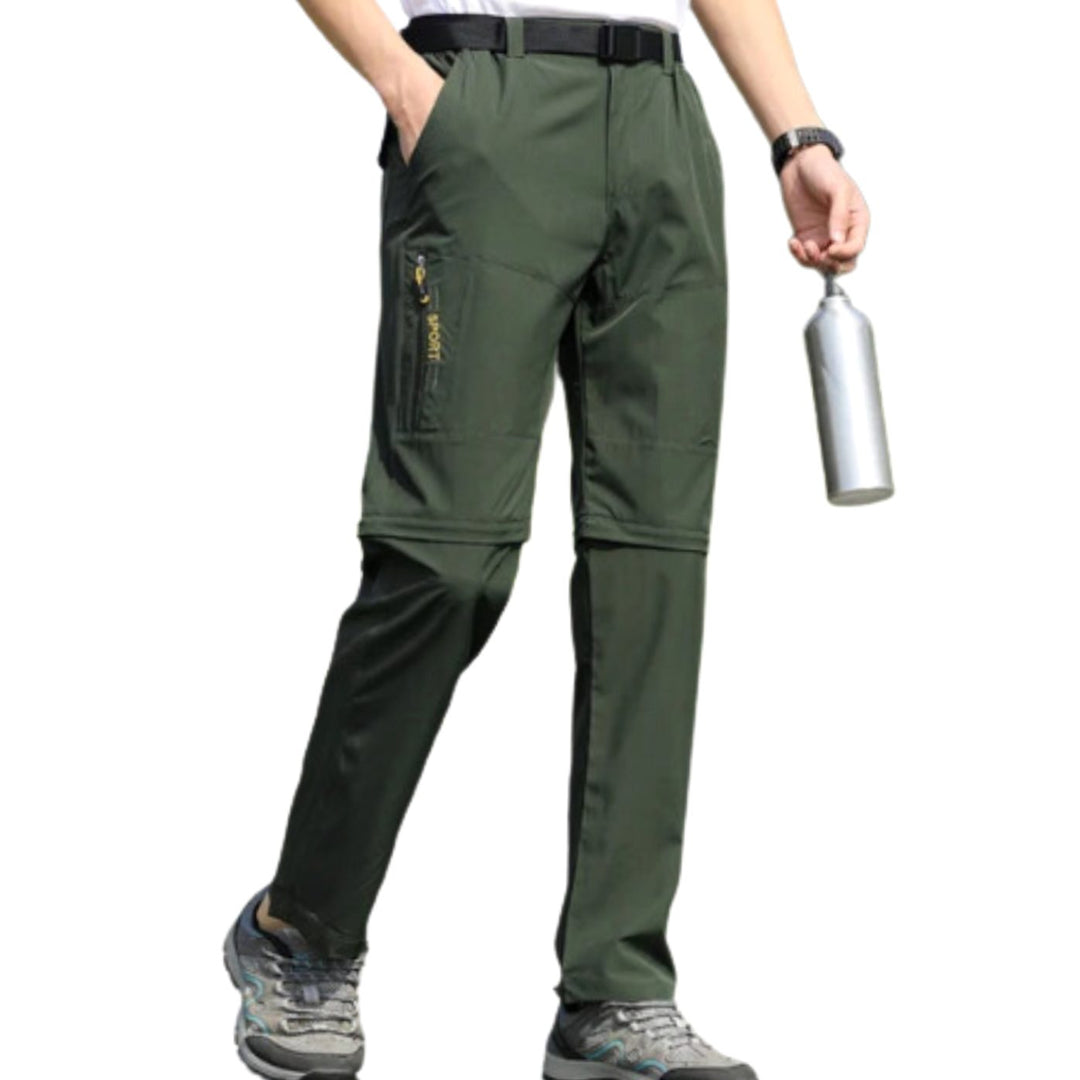 Men's Convertible Zip-Off Waterproof Hiking Cargo Pants - Green 2