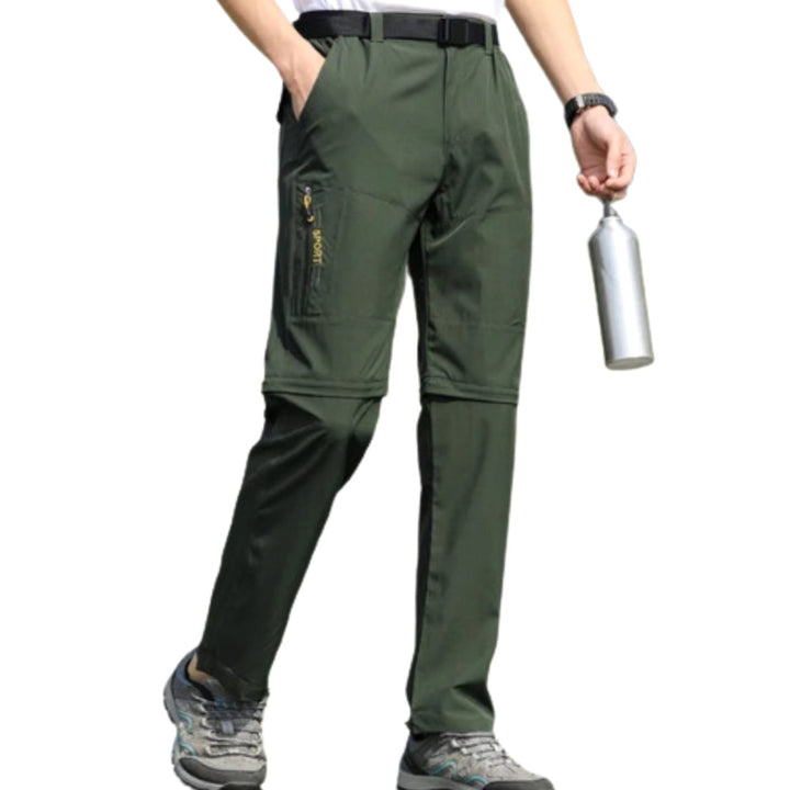 Men's Convertible Zip-Off Waterproof Hiking Cargo Pants - Green 2
