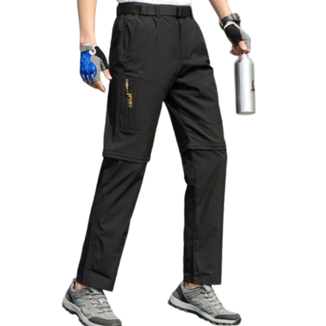 Men's Convertible Zip-Off Waterproof Hiking Cargo Pants - Black 2