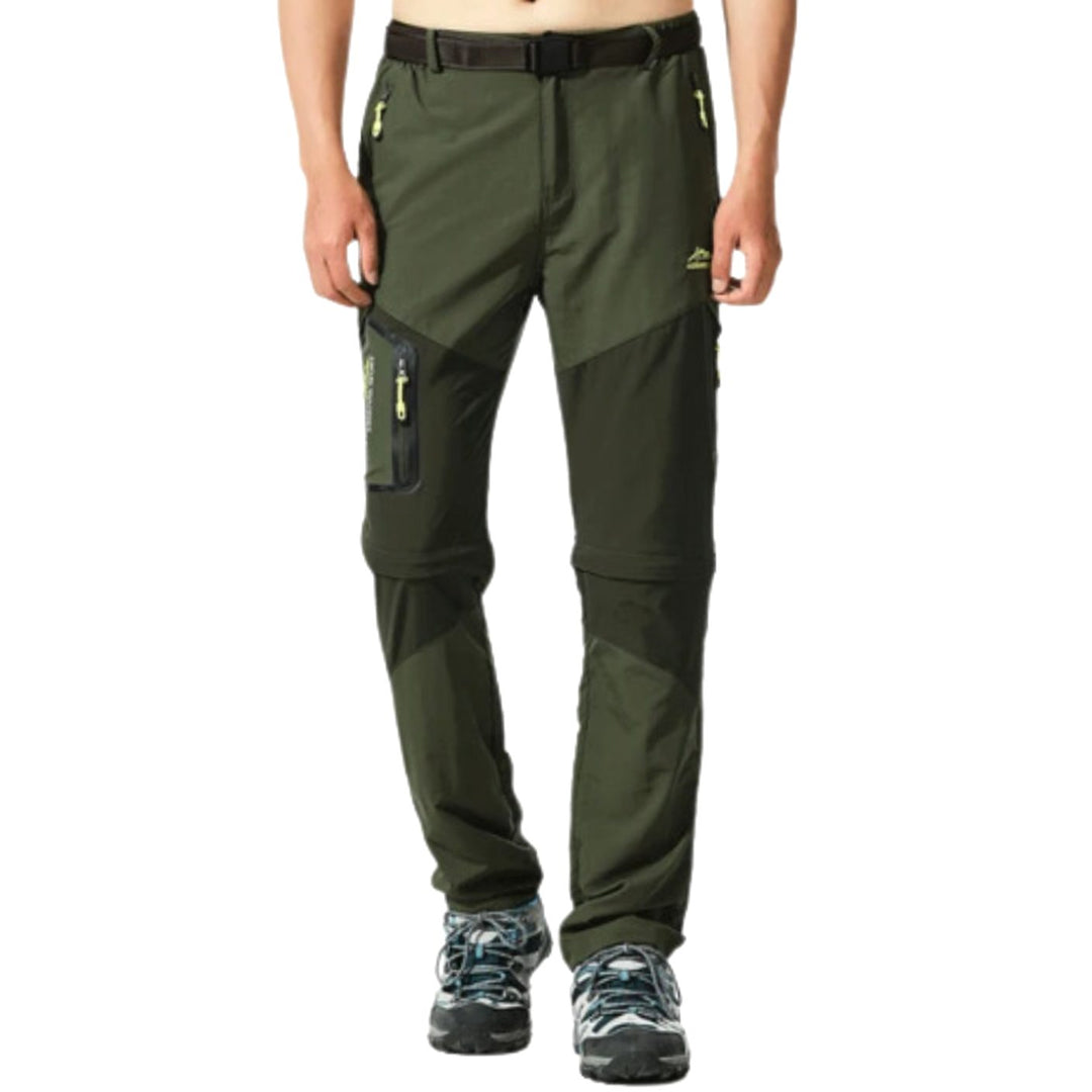 Men's Convertible Zip-Off Waterproof Hiking Cargo Pants - Green 1