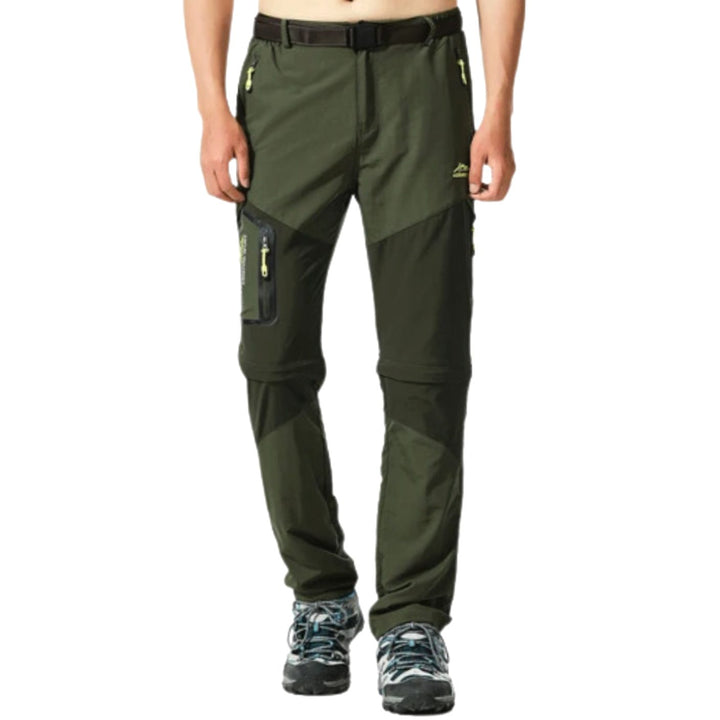Men's Convertible Zip-Off Waterproof Hiking Cargo Pants - Green 1
