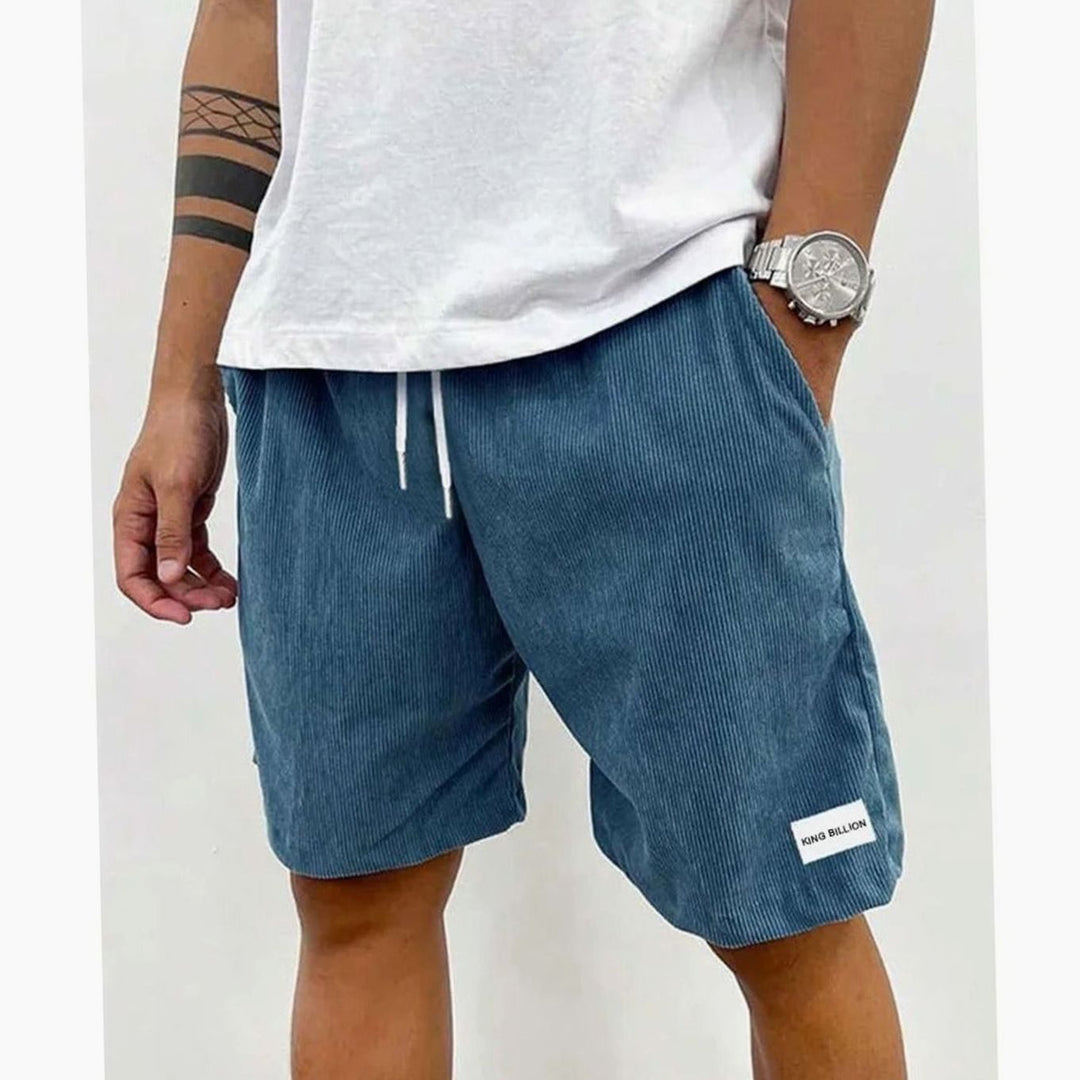 Men's Corduroy Elastic-Waist Drawstring Casual Shorts - Blue
