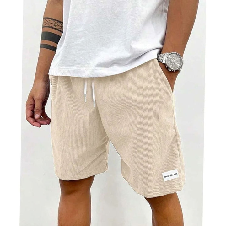 Men's Corduroy Elastic-Waist Drawstring Casual Shorts - Beige