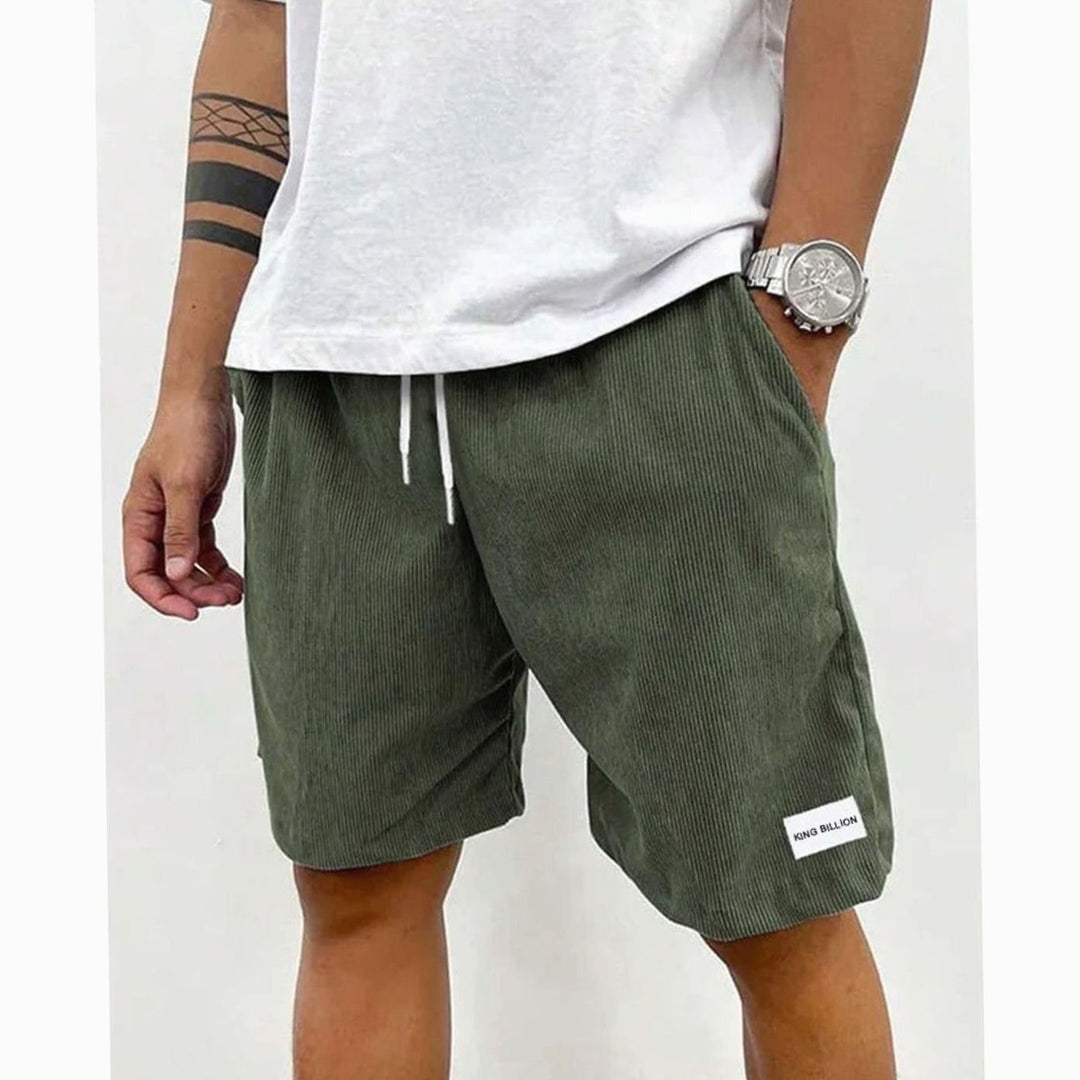 Men's Corduroy Elastic-Waist Drawstring Casual Shorts - Green