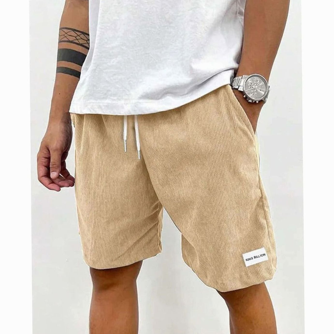Men's Corduroy Elastic-Waist Drawstring Casual Shorts - Sand