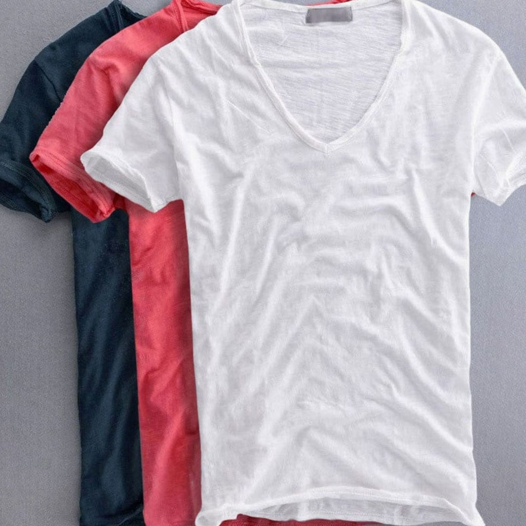 Men's Deep V-Neck Short-Sleeve Organic Cotton T-Shirt