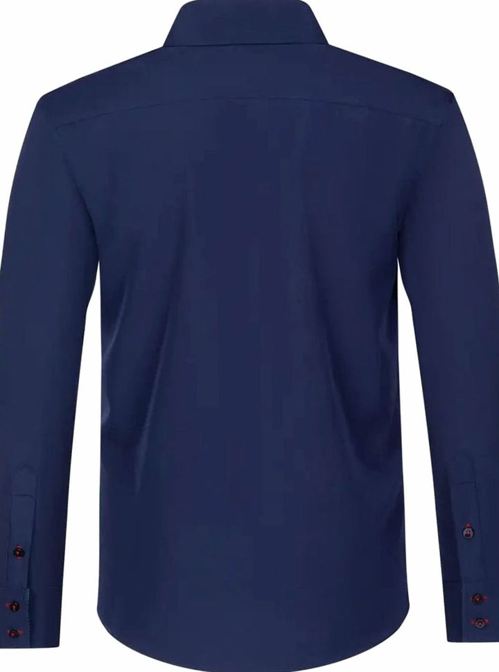 Men's Double-Collar Button-Up Long Sleeve Dress Shirt