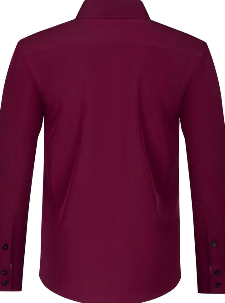 Men's Double-Collar Button-Up Long Sleeve Dress Shirt