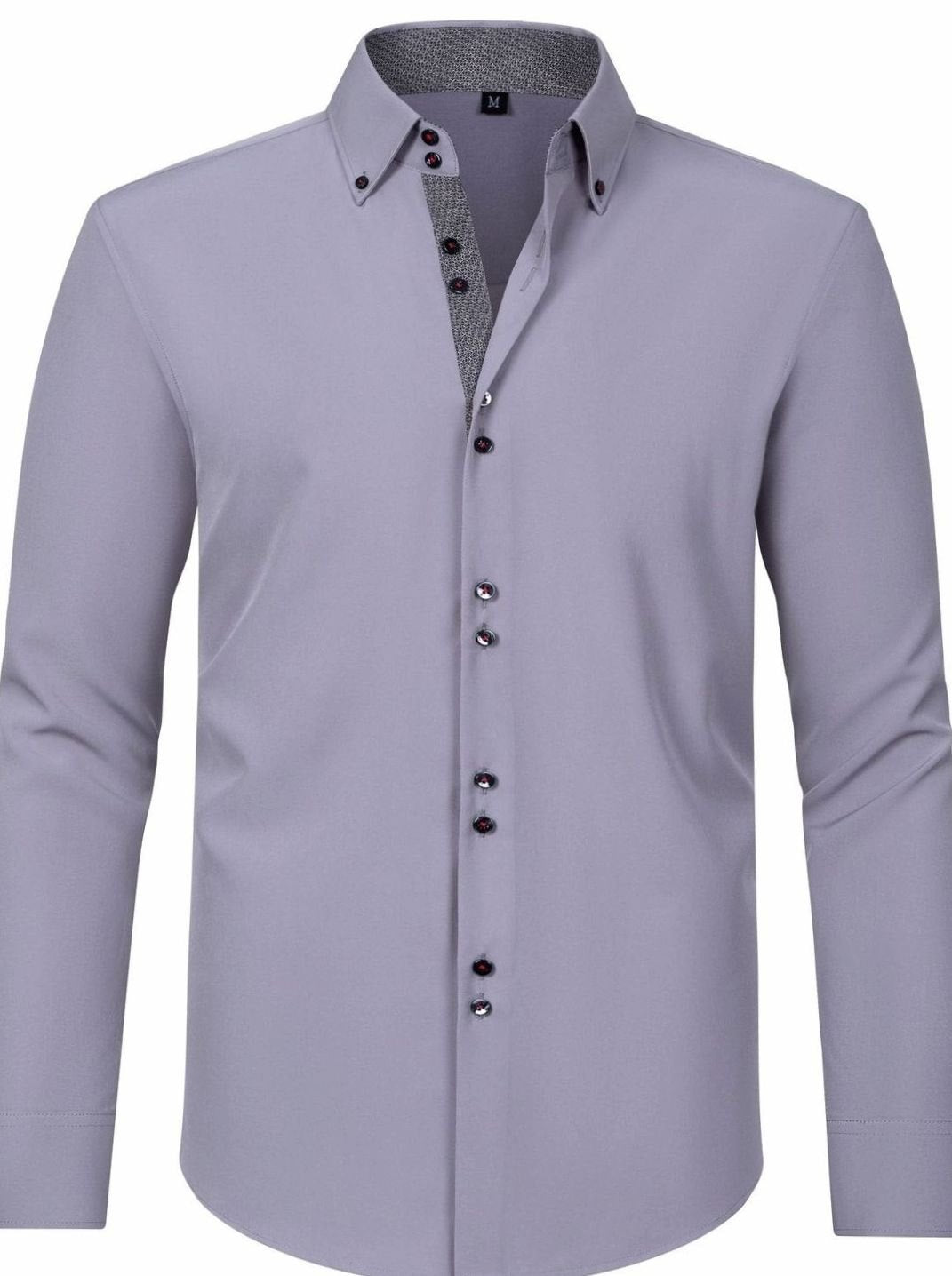 Men's Double-Collar Button-Up Long Sleeve Dress Shirt