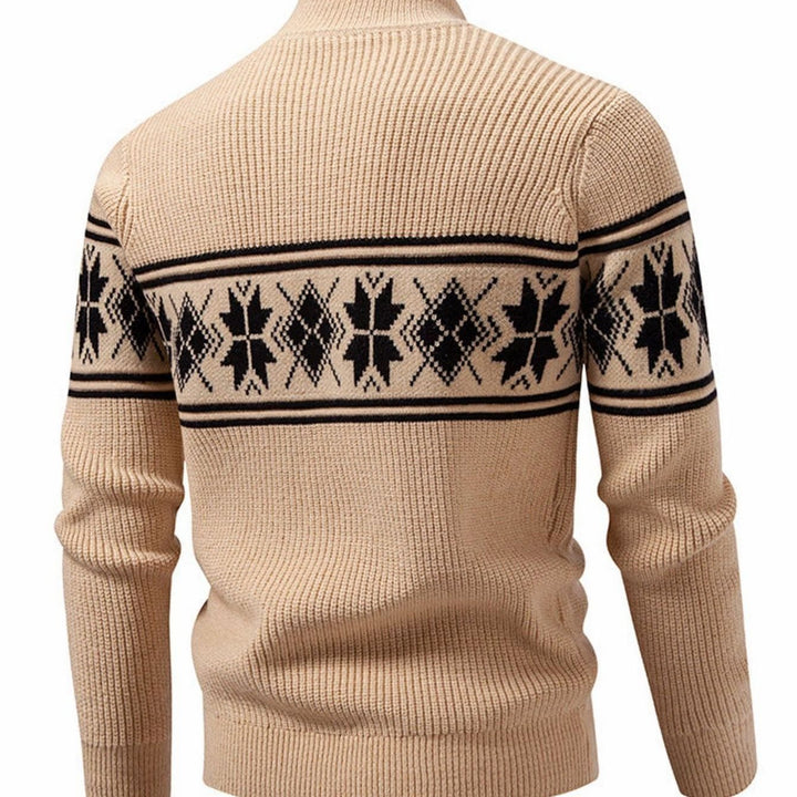 Men's Fair Isle Mock-Neck Cable-Knit Jacquard Sweater