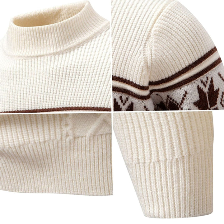 Men's Fair Isle Mock-Neck Cable-Knit Jacquard Sweater