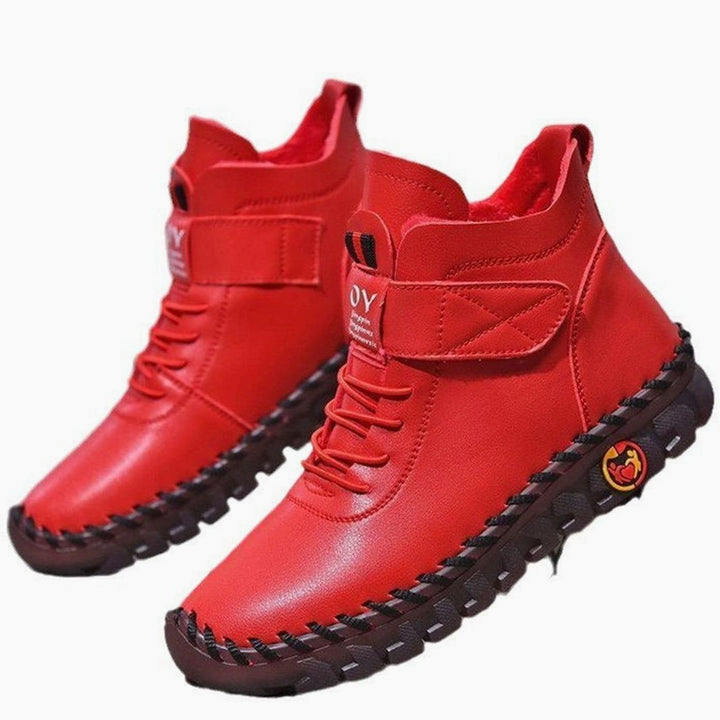 Men's Faux Leather Ankle Boots Lace-Up Velcro Cushioned Winter Sneaker Boots