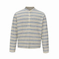 Caleb | Men's Fine Knit Striped Long Sleeve Henley Shirt Stand-Up Collar