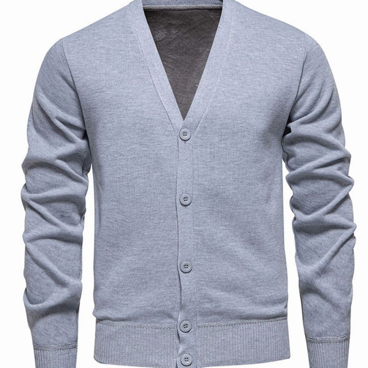 Men's Fine Knit V-Neck Button-Front Cardigan Sweater