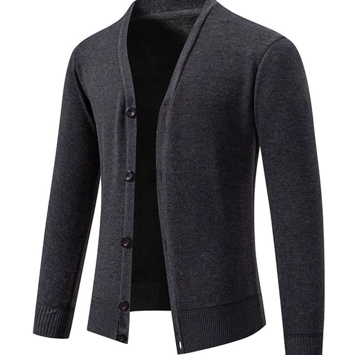 Men's Fine Knit V-Neck Button-Front Cardigan Sweater - Dark Gray