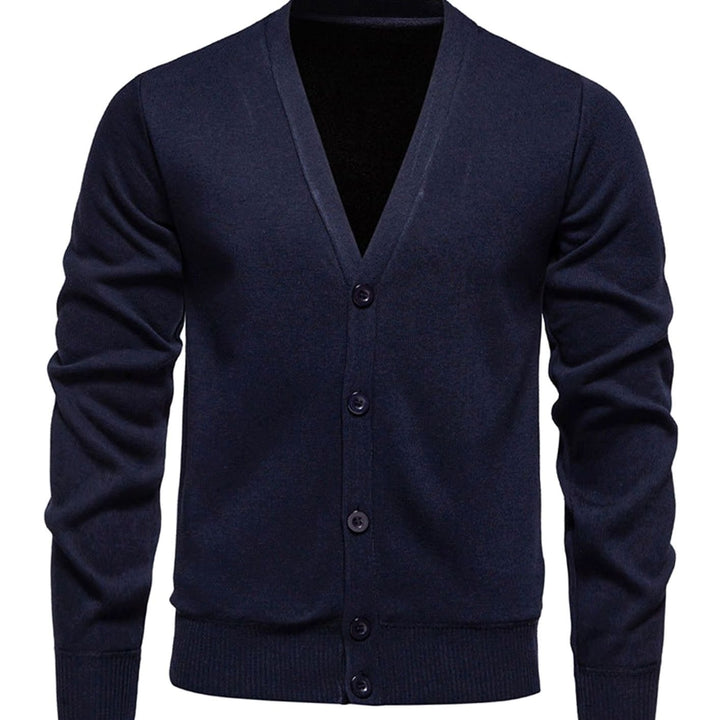 Men's Fine Knit V-Neck Button-Front Cardigan Sweater