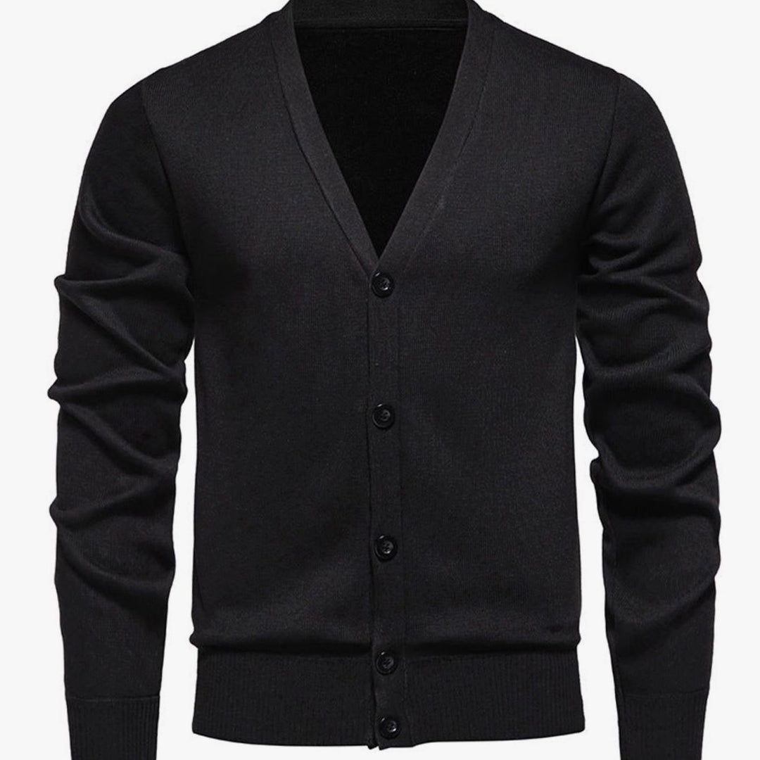 Men's Fine Knit V-Neck Button-Front Cardigan Sweater