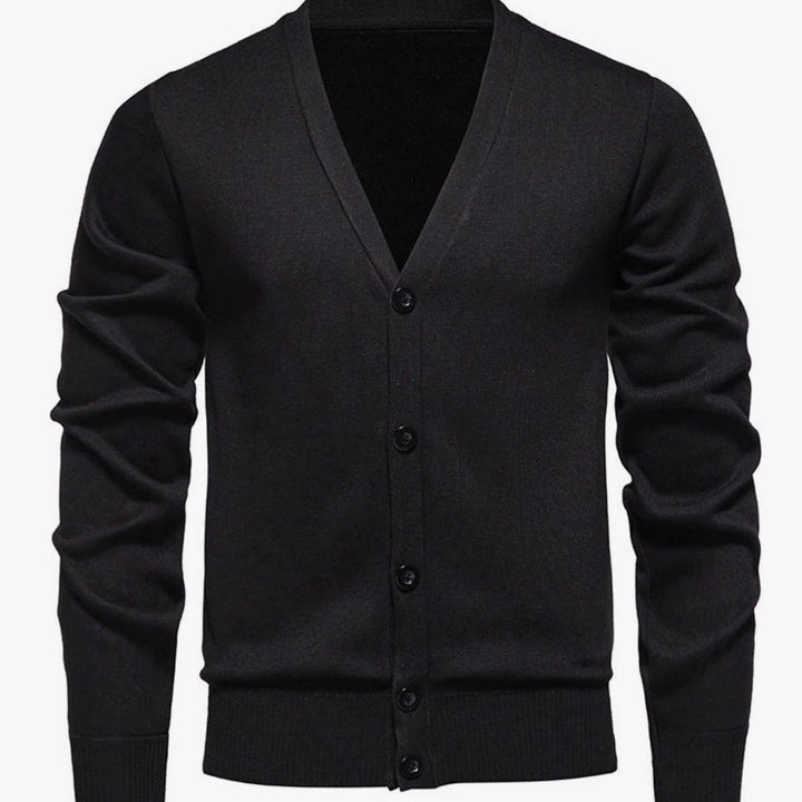 Men's Fine Knit V-Neck Button-Front Cardigan Sweater