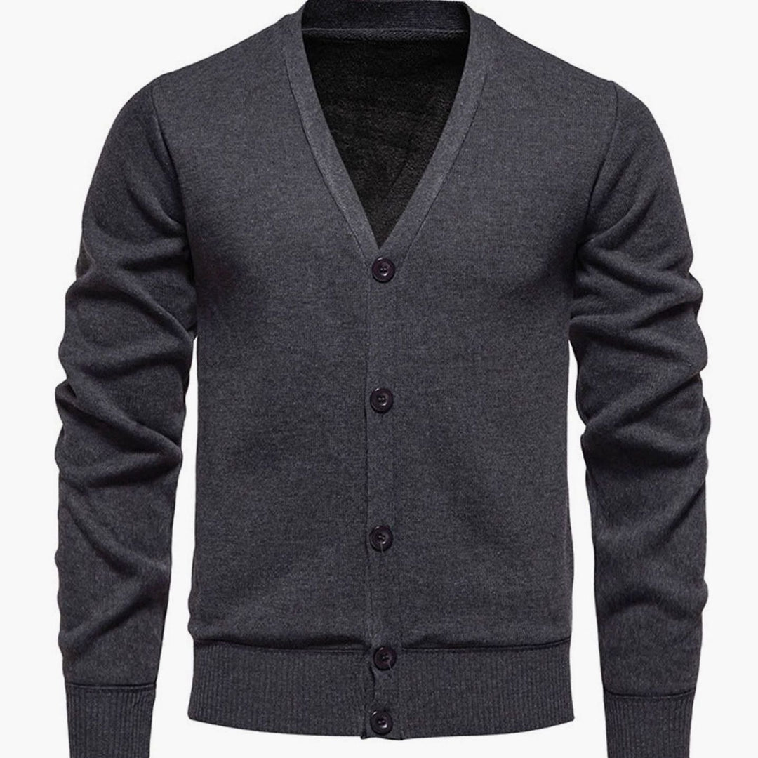 Men's Fine Knit V-Neck Button-Front Cardigan Sweater