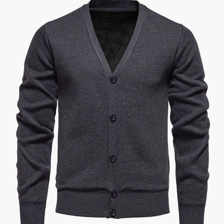 Men's Fine Knit V-Neck Button-Front Cardigan Sweater