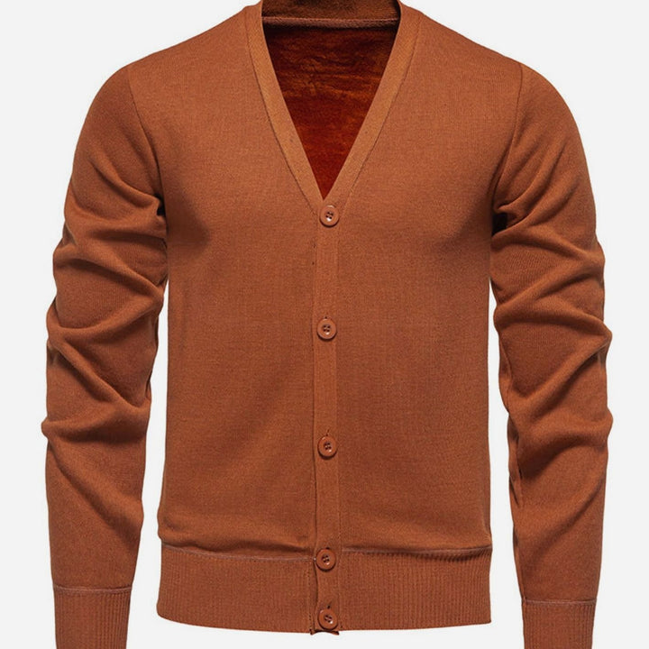 Men's Fine Knit V-Neck Button-Front Cardigan Sweater