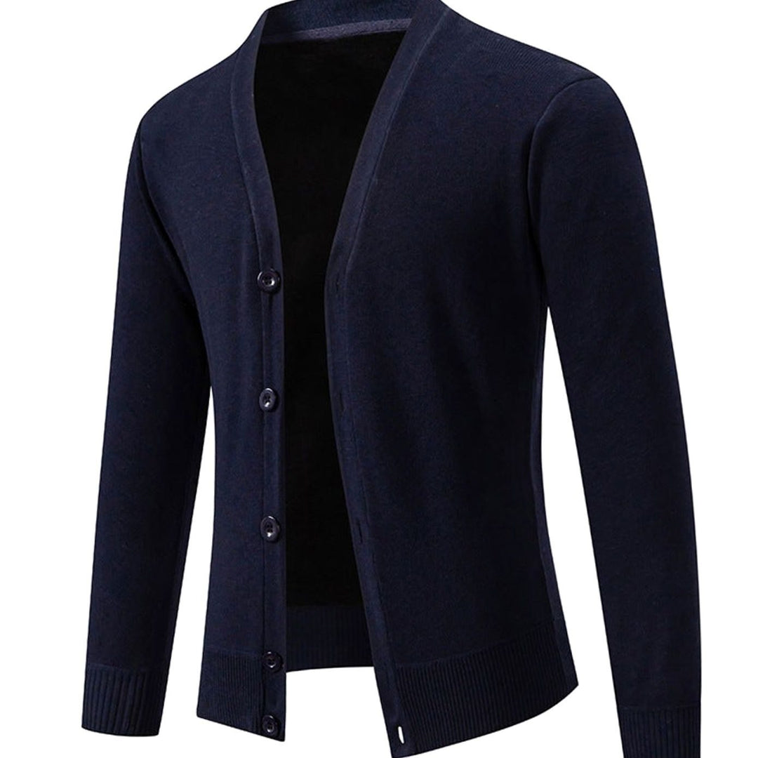 Men's Fine Knit V-Neck Button-Front Cardigan Sweater - Navy