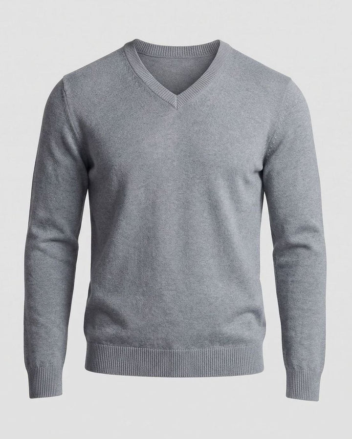 Men's Fine Knit V-Neck Cotton Blend Pullover Sweater