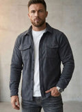Oliver | Men's Fleece Button-Up Overshirt Dual Chest Pockets