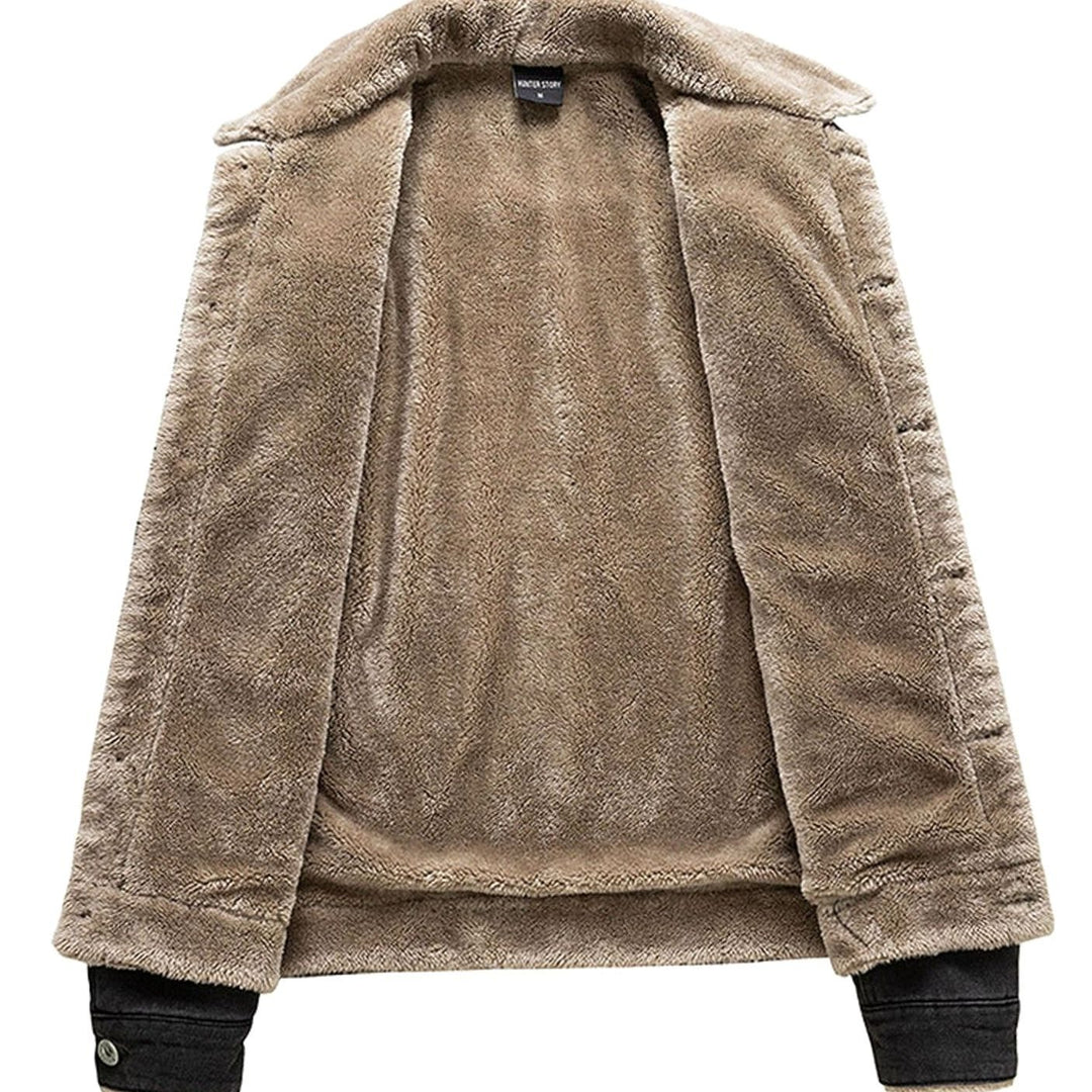 Men's Fleece-Lined Denim Jean Jacket Sherpa Collar Coat