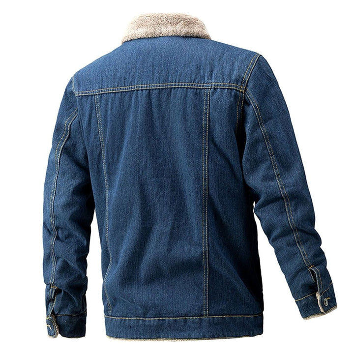 Men's Fleece-Lined Denim Jean Jacket Sherpa Collar Coat