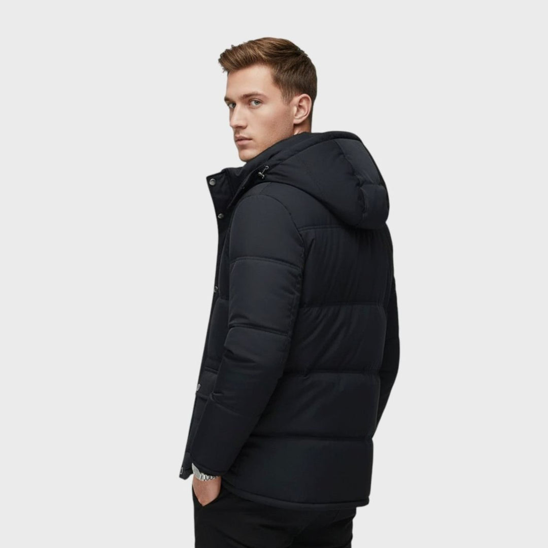 Men's Fleece-Lined Hooded Puffer Winter Jacket