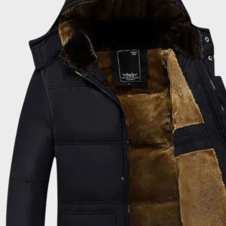 Men's Fleece-Lined Hooded Puffer Winter Jacket