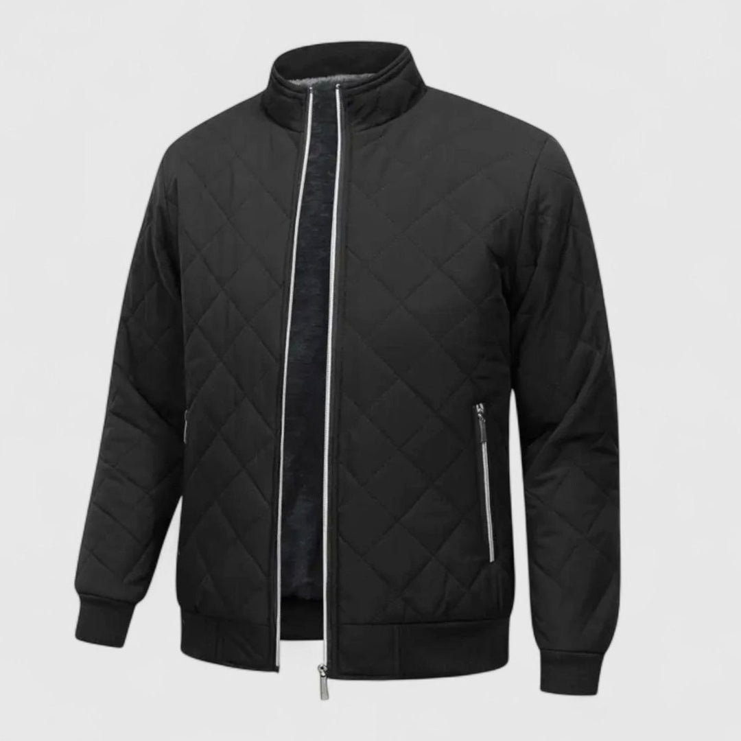Men's Fleece-Lined Quilted Full-Zip Winter Jacket