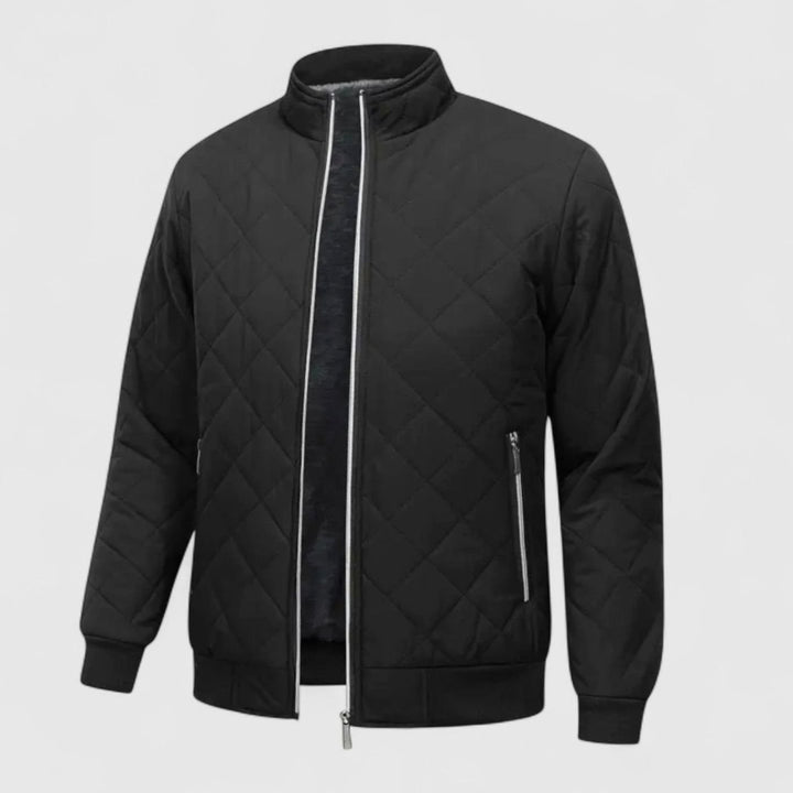 Men's Fleece-Lined Quilted Full-Zip Winter Jacket
