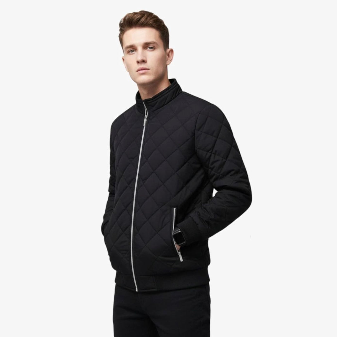 Men's Fleece-Lined Quilted Full-Zip Winter Jacket