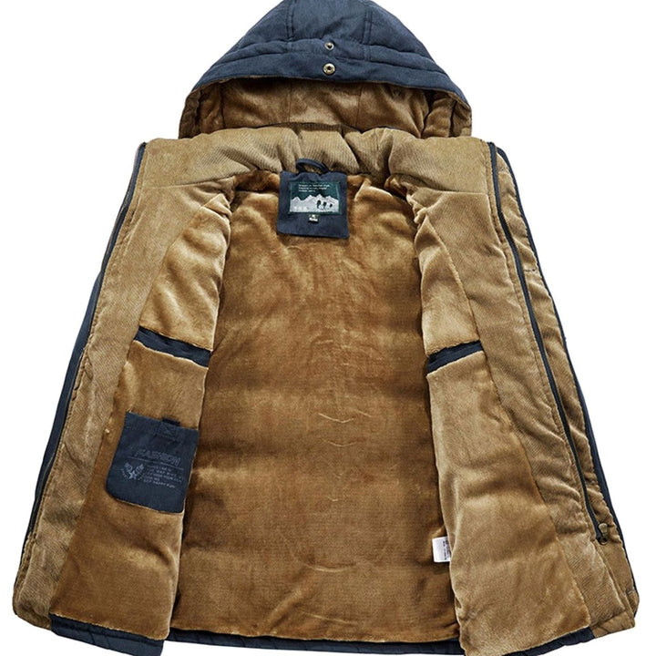 Men's Fleece-Lined Quilted Parka Faux Fur Hood Winter Coat