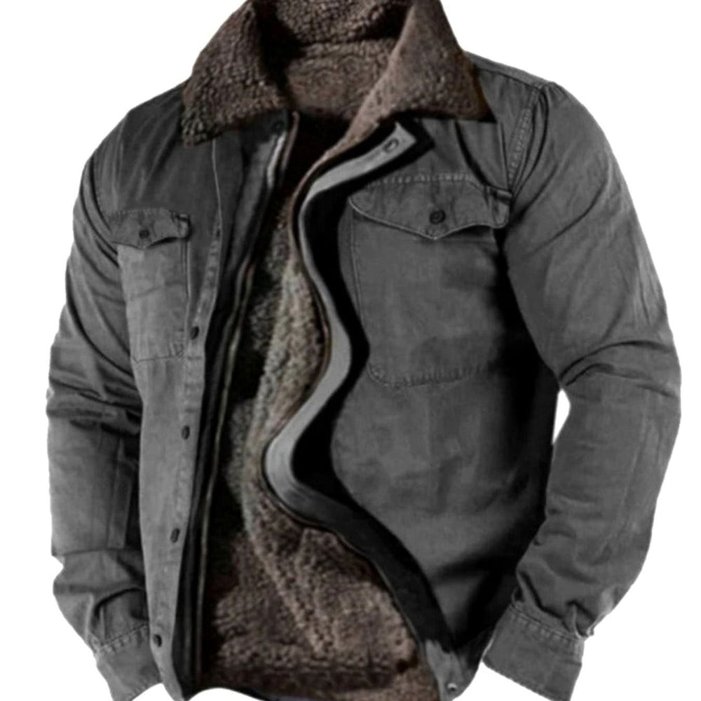 Men's Fleece-Lined Sherpa Collar Winter Jacket